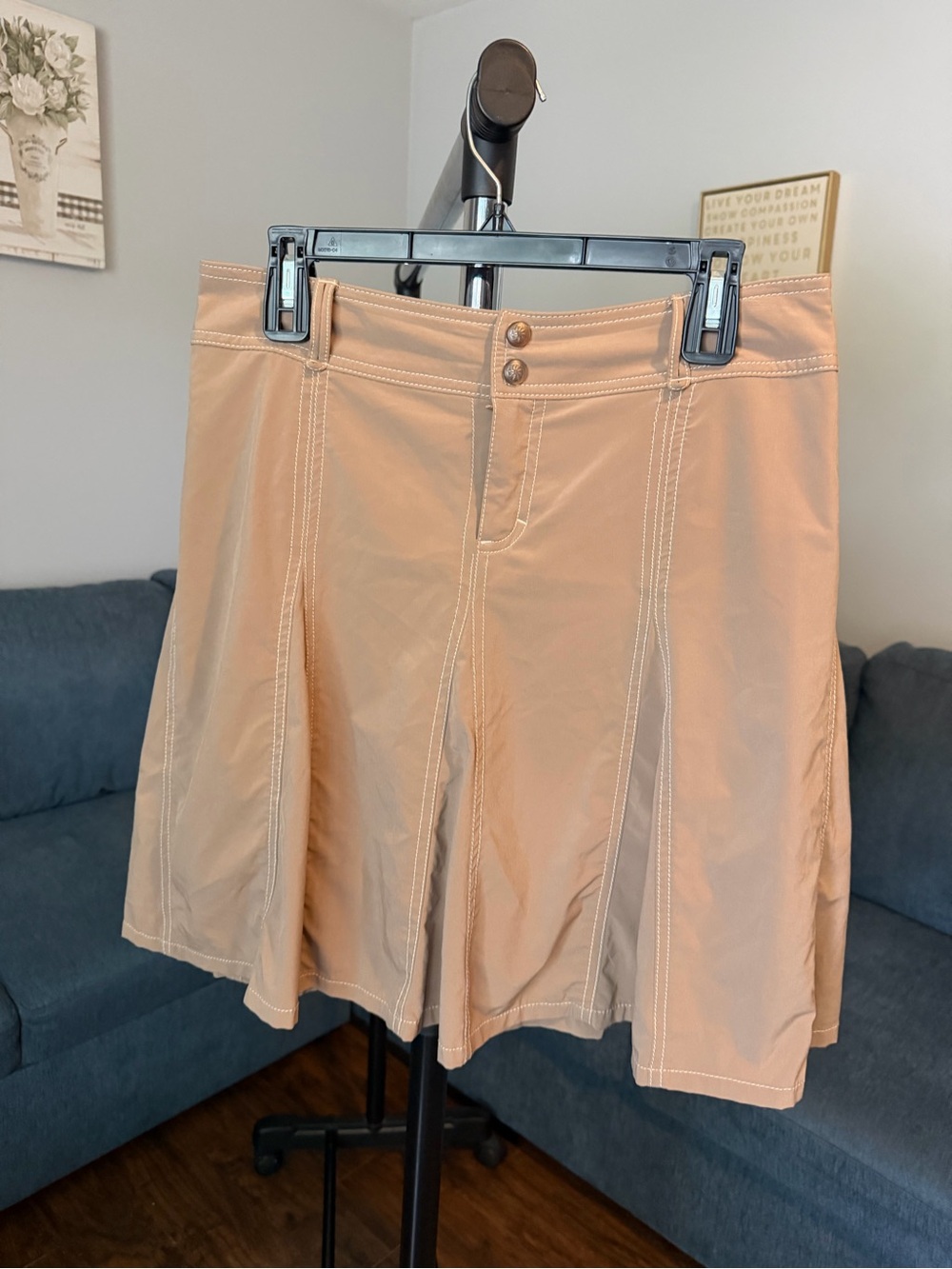 Athleta Tan Flared Skort with Contrast Stitching
